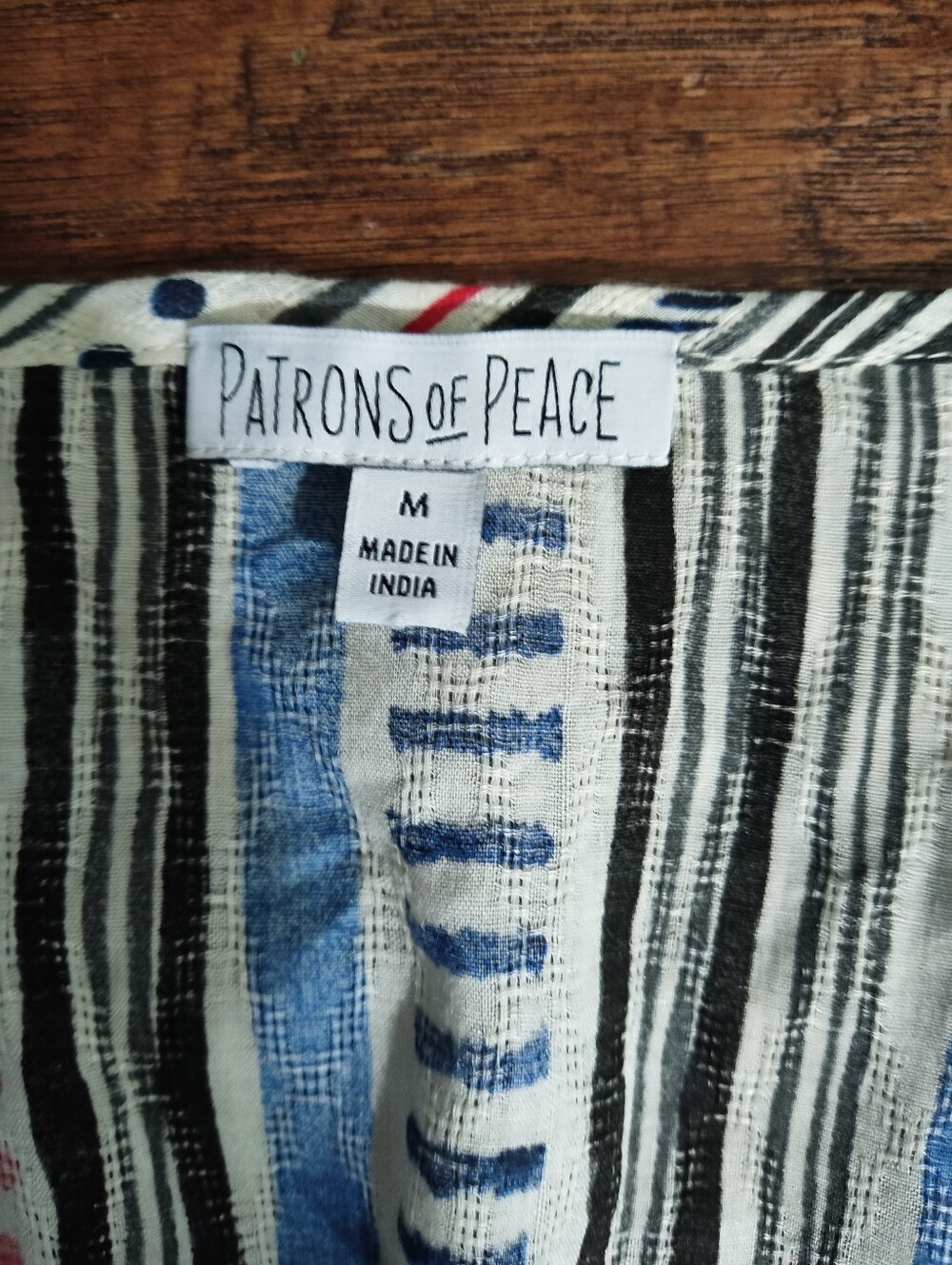 Patrons of Peace Striped Boho Romper M Blue Black Festival Cover-Up - Picture 6 of 8